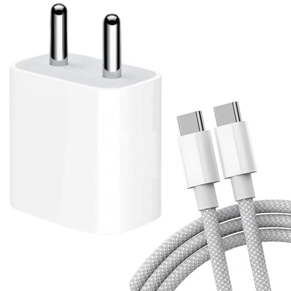 20W Power Adapter and Ultra Fast USB-C to C Cable (for iPhone, iPad & AirPods)