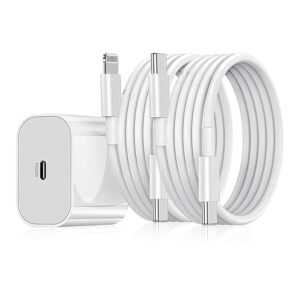 20W Fast Charger Compatible for iPhone 17/16/15/14/13/12/11 Series | 1M Type C to L Cable + 1M Nylon Braided Type C to C Cable | PD Fast Charger